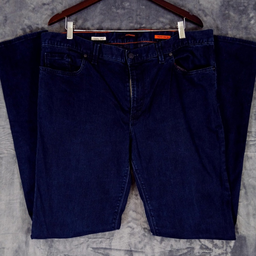 Alberto Jeans Mens 40x36 Blue Pipe Regular Slim‎ Fit Superfit Stretch Denim